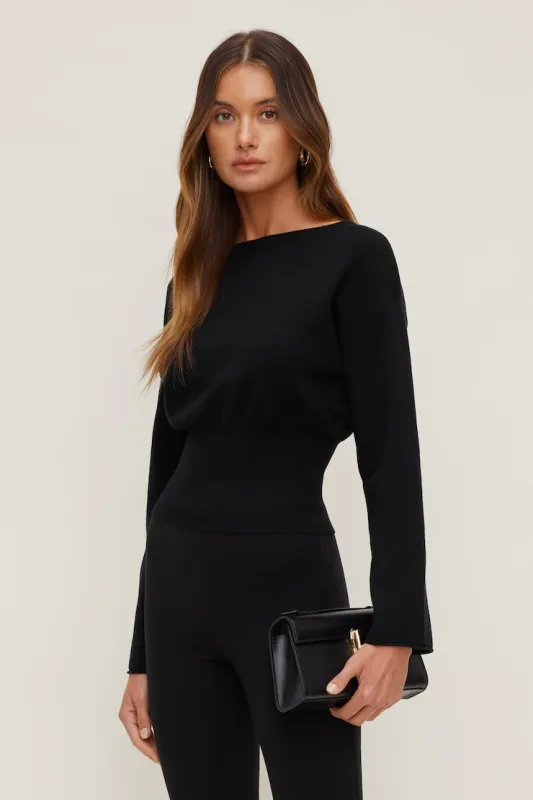 Suri Cinched Sweater - Dynamite - Black - Women Clothing made by Dynamite