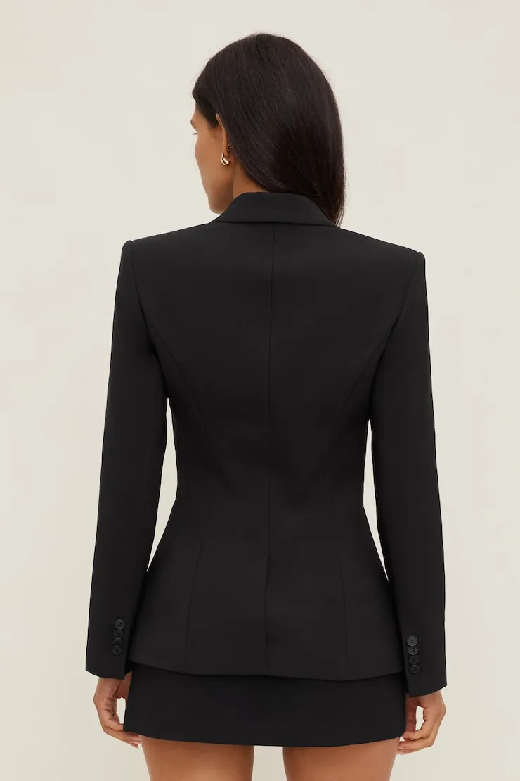 Anna Cinched Crepe Blazer - Dynamite - Black - Women Clothing sold by Dynamite product image thumbnail 2