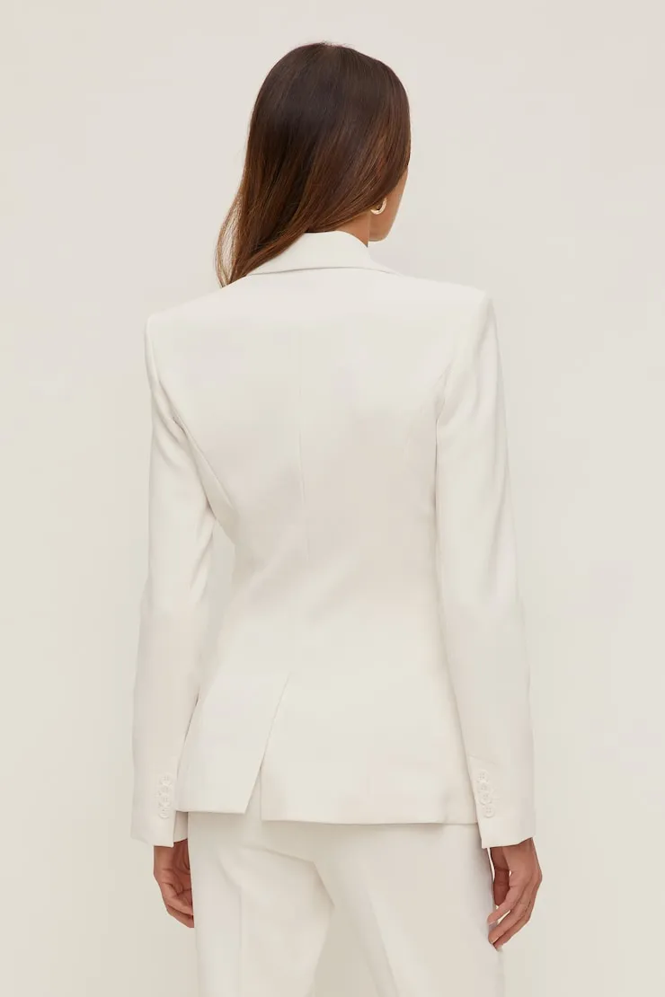 Anna Cinched Crepe Blazer - Dynamite - White - Women Clothing sold by Dynamite product image thumbnail 2