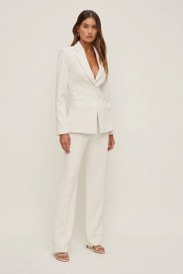 Anna Cinched Crepe Blazer - Dynamite - White - Women Clothing sold by Dynamite product image thumbnail 5