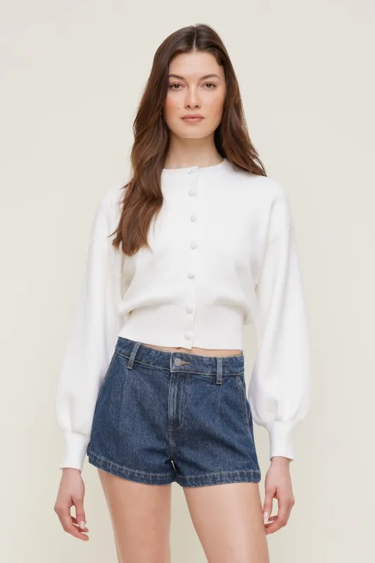 Ellie Balloon Sleeve Cardigan - Dynamite - White - Women Clothing made by Dynamite