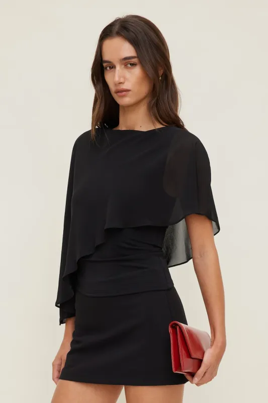 Sculpt Cape Top - Dynamite - Black - Women Clothing made by Dynamite