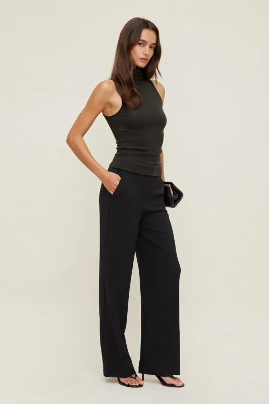 Camelia Crepe Straight Leg Pants - Dynamite - Black - Women Clothing made by Dynamite