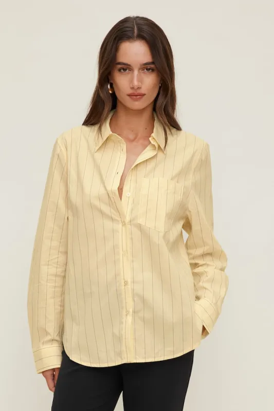 Isla Poplin Shirt - Dynamite - Yellow - Women Clothing made by Dynamite