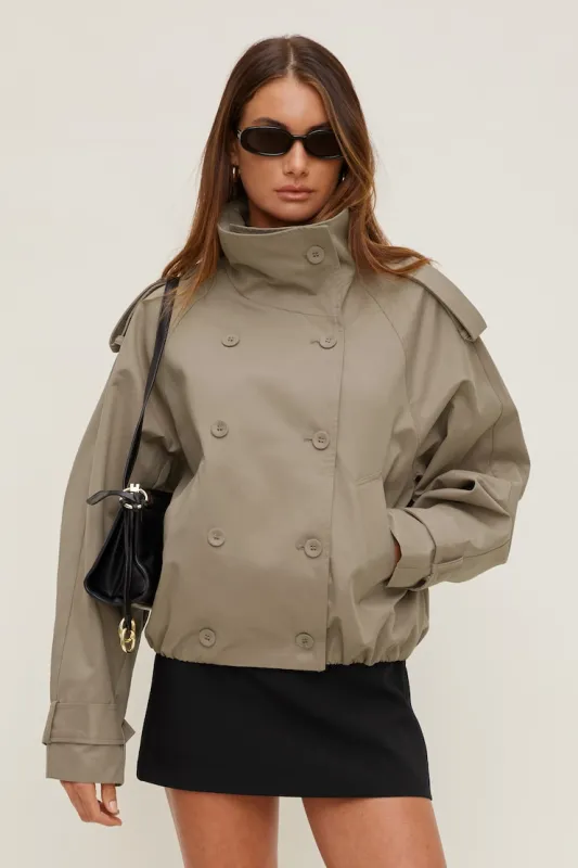 Siena Trench Bomber Jacket - Dynamite - Brown - Women Clothing made by Dynamite