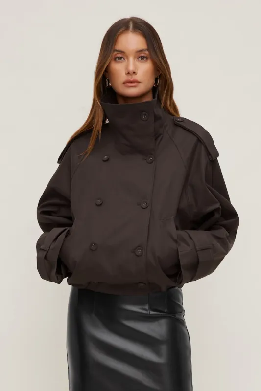 Siena Trench Bomber Jacket - Dynamite - Brown - Women Clothing made by Dynamite