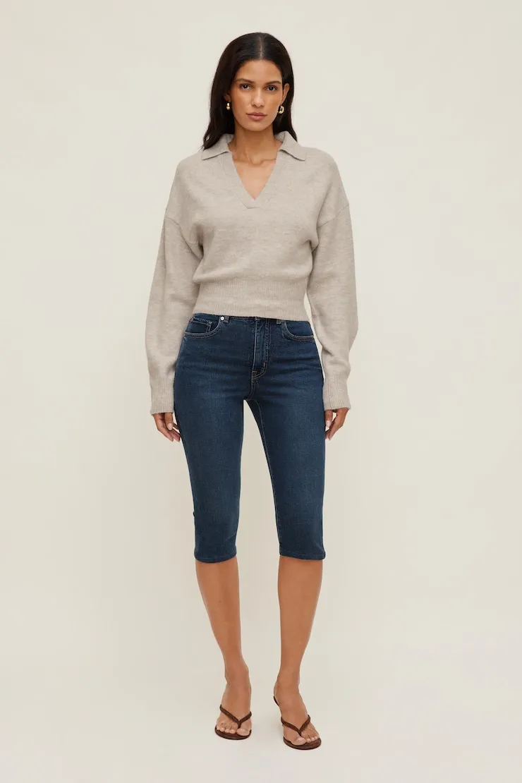 Audrey Cinched Polo Sweater - Dynamite - Greys - Women Clothing sold by Dynamite product image thumbnail 5