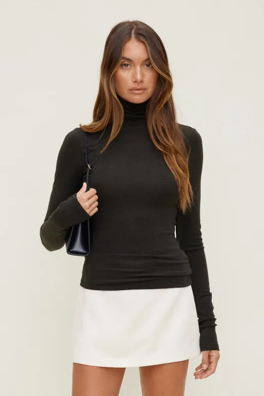 Fitted Turtleneck Top - Dynamite - Greys - Women Clothing made by Dynamite