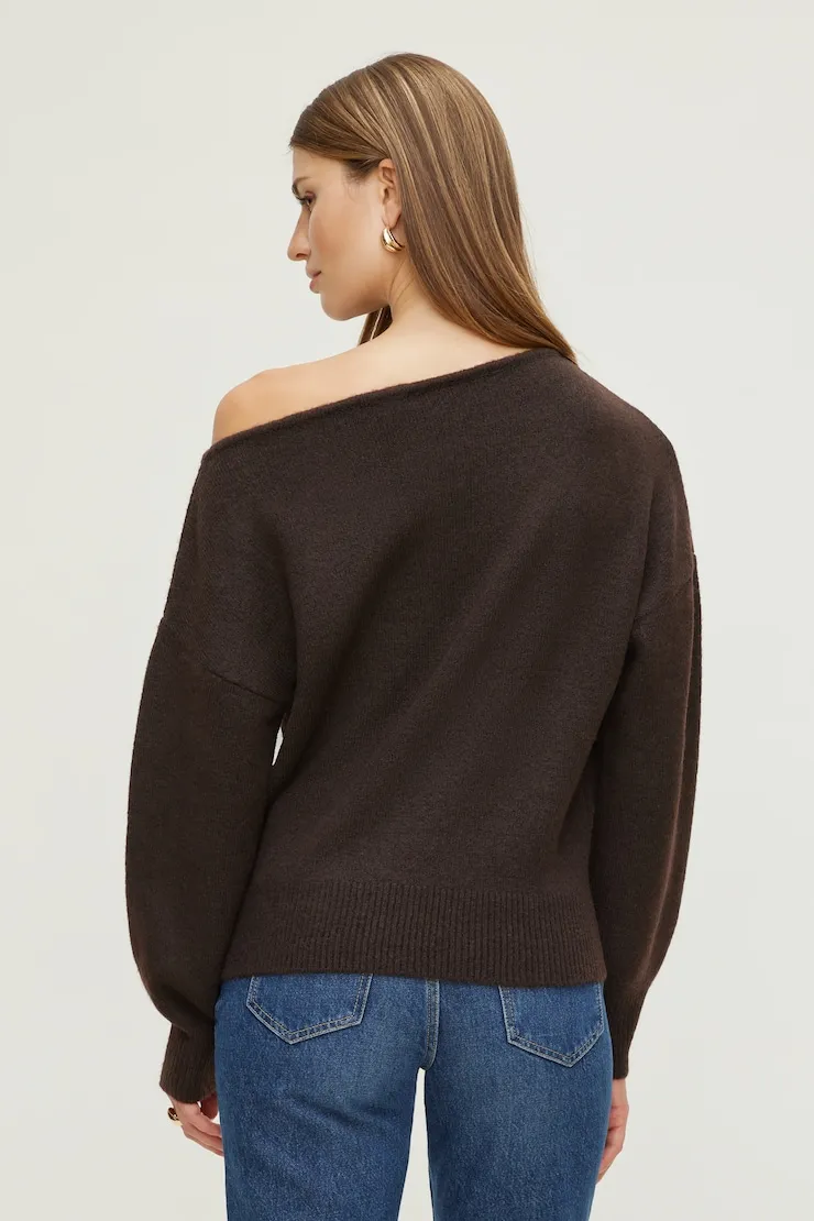 Lola Off Shoulder Sweater - Dynamite - Brown - Women Clothing sold by Dynamite product image thumbnail 2