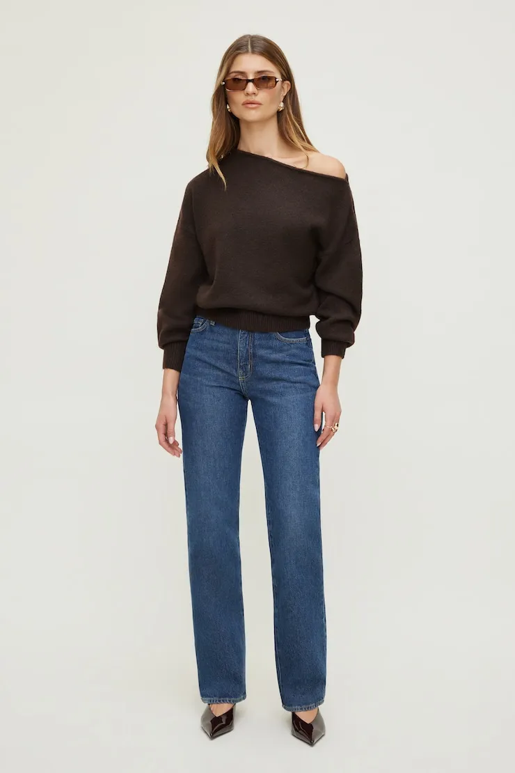 Lola Off Shoulder Sweater - Dynamite - Brown - Women Clothing sold by Dynamite product image thumbnail 3