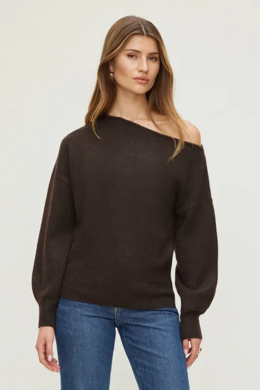 Lola Off Shoulder Sweater - Dynamite - Brown - Women Clothing made by Dynamite