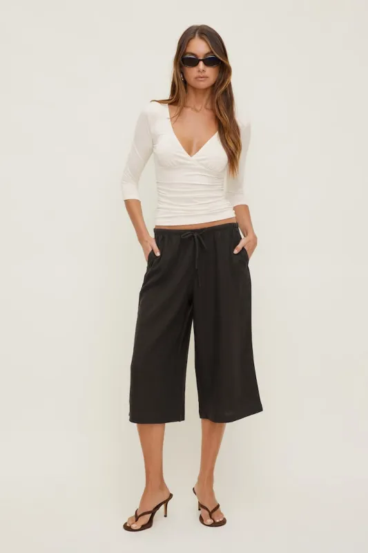 Leo Linen Capri Pants - Dynamite - Brown - Women Clothing made by Dynamite