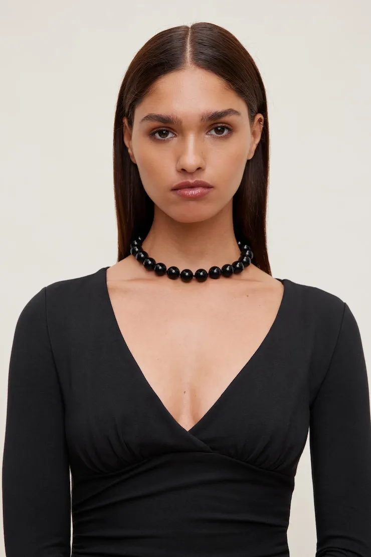 Chunky Beaded Necklace - Dynamite - Black - Women Clothing sold by Dynamite product image thumbnail 2