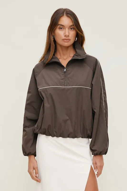 Piping Wind Anorak - Dynamite - Brown - Women Clothing made by Dynamite