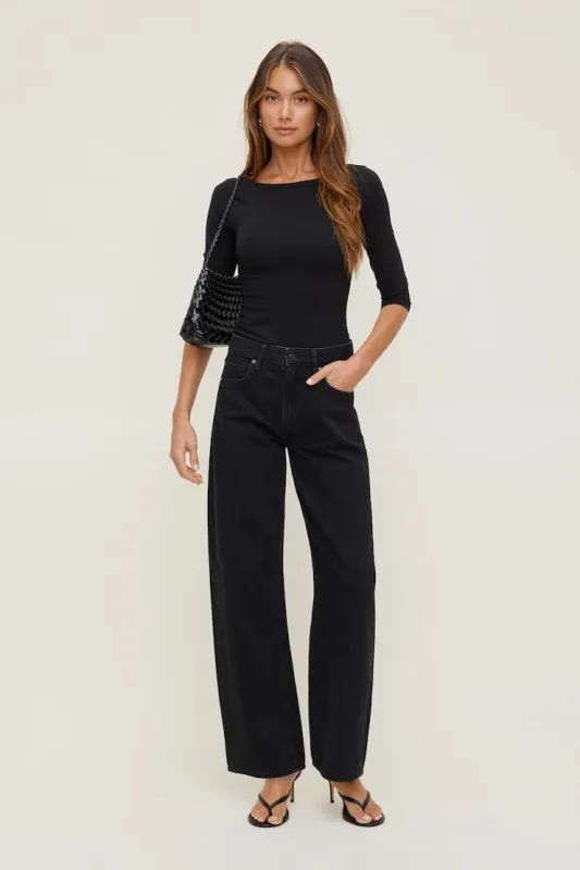 Kennedy High Rise Barrel Leg Jeans - Dynamite - Black - Women Clothing made by Dynamite