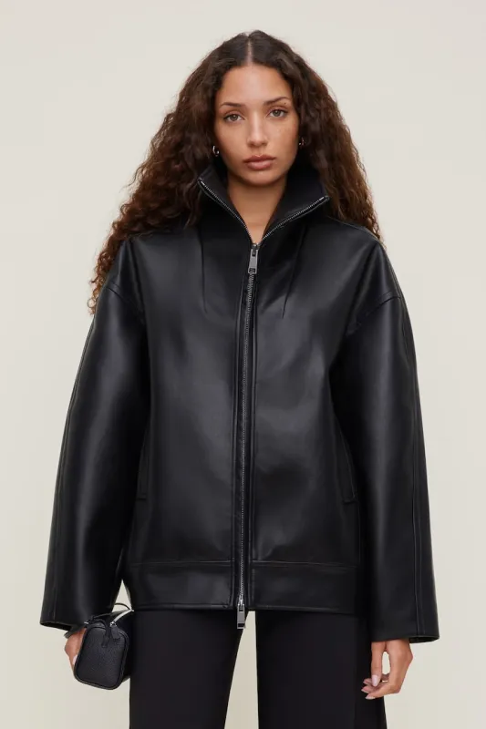 Cocoon Faux Leather Jacket - Dynamite - Black - Women Clothing made by Dynamite