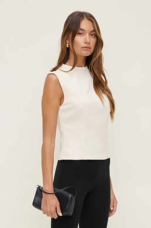 Mock Neck Top - Dynamite - Beige - Women Clothing made by Dynamite