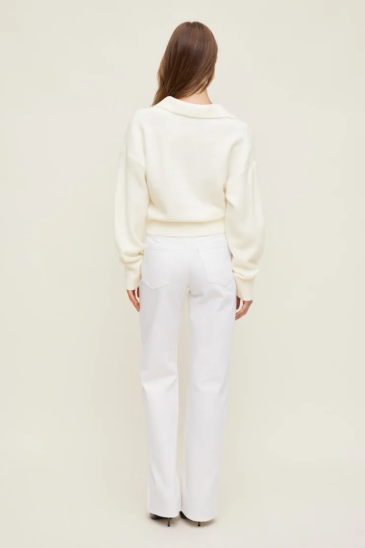 Audrey Cinched Polo Sweater - Dynamite - White - Women Clothing sold by Dynamite product image thumbnail 4