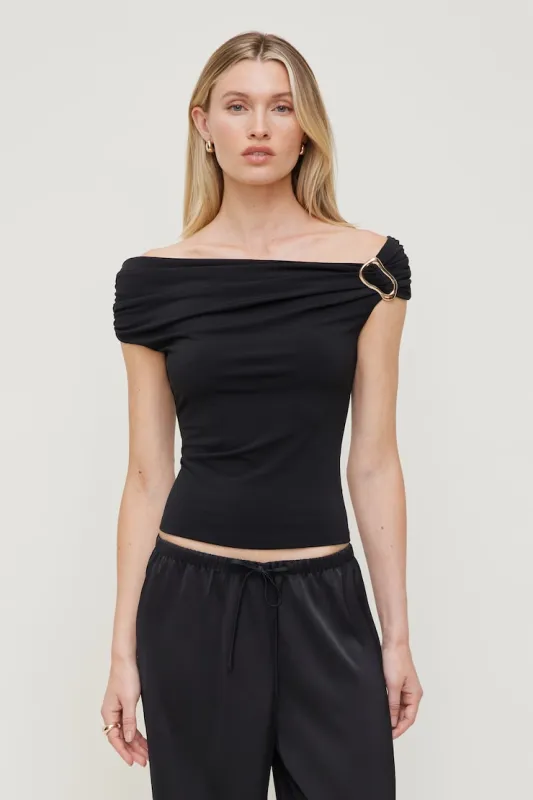 Sculpt Buckle Detail Top - Dynamite - Black - Women Clothing made by Dynamite