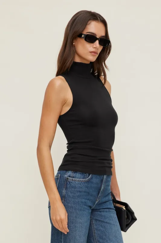 Sleeveless Turtleneck Top - Dynamite - Black - Women Clothing made by Dynamite