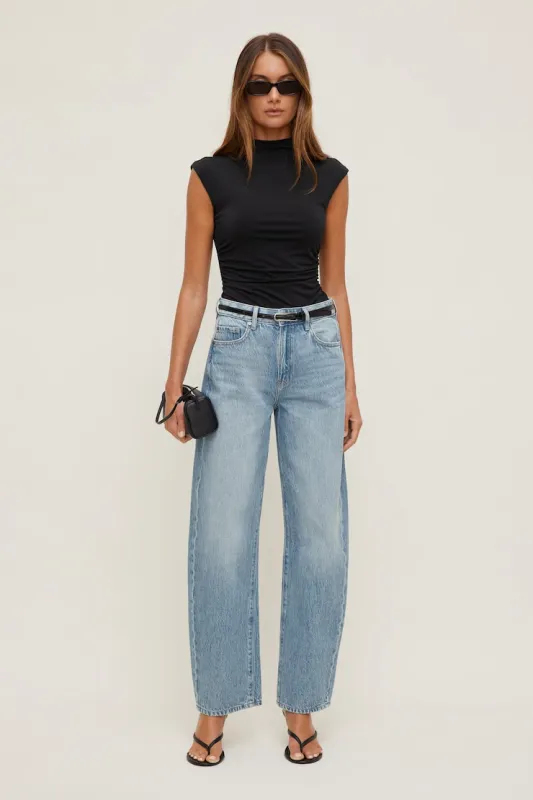 Kennedy High Rise Barrel Leg Jeans - Dynamite - Blue - Women Clothing made by Dynamite