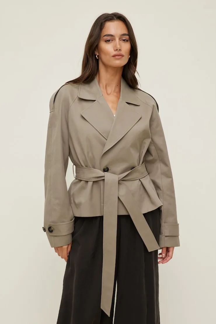 Remi Short Trench Coat - Dynamite - Brown - Women Clothing sold by Dynamite product image thumbnail 4