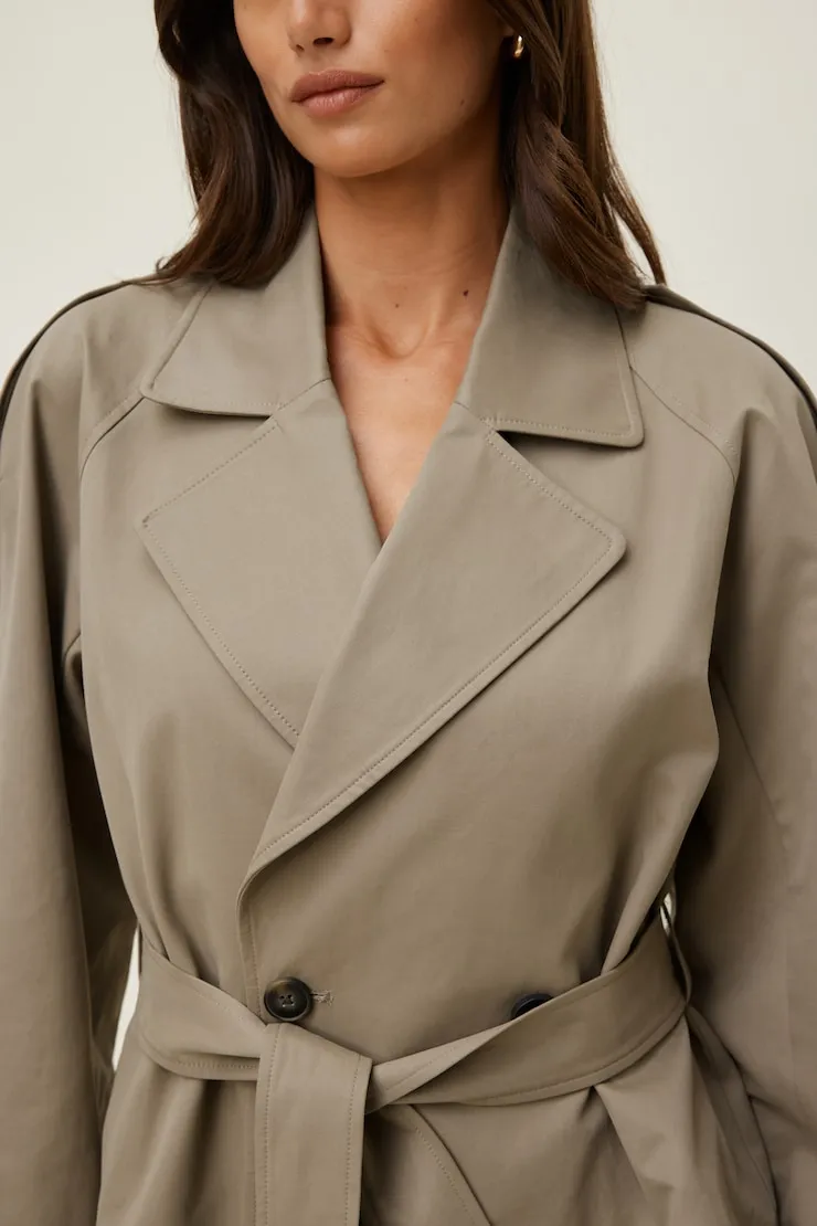 Remi Short Trench Coat - Dynamite - Brown - Women Clothing sold by Dynamite product image thumbnail 5
