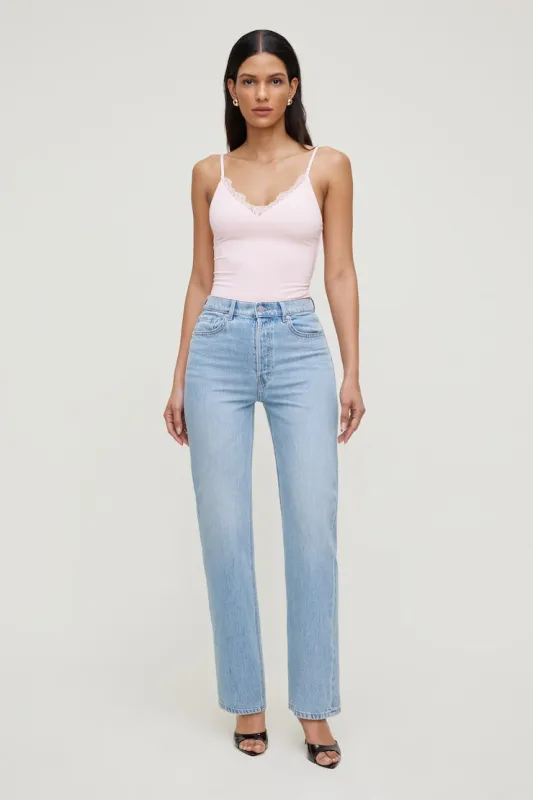 Olivia High Rise Straight Leg Jeans - Dynamite - Blue - Women Clothing made by Dynamite