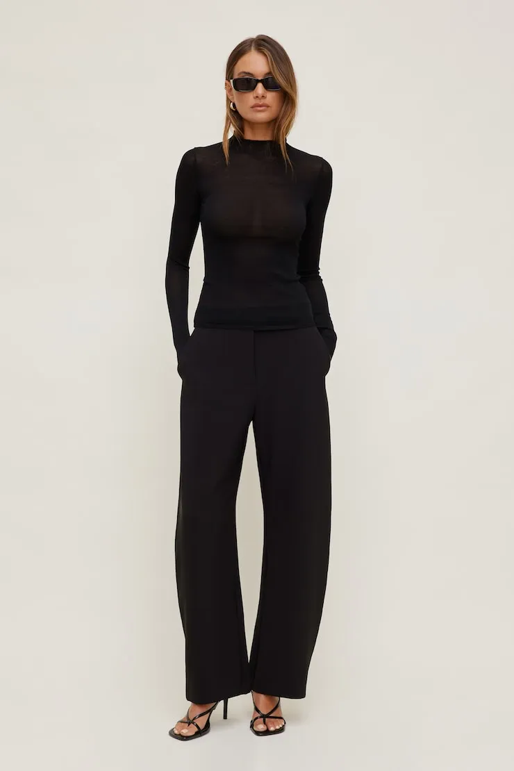 Sheer Mock Neck Sweater - Dynamite - Black - Women Clothing sold by Dynamite product image thumbnail 3