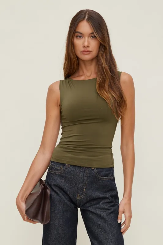 Nola Sculpt Tank Top - Dynamite - Green - Women Clothing made by Dynamite