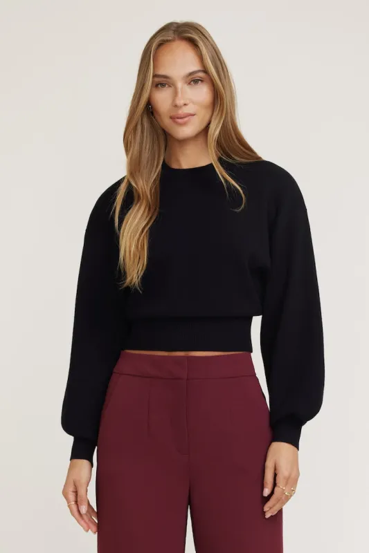 Bea Crewneck Sweater - Dynamite - Black - Women Clothing made by Dynamite