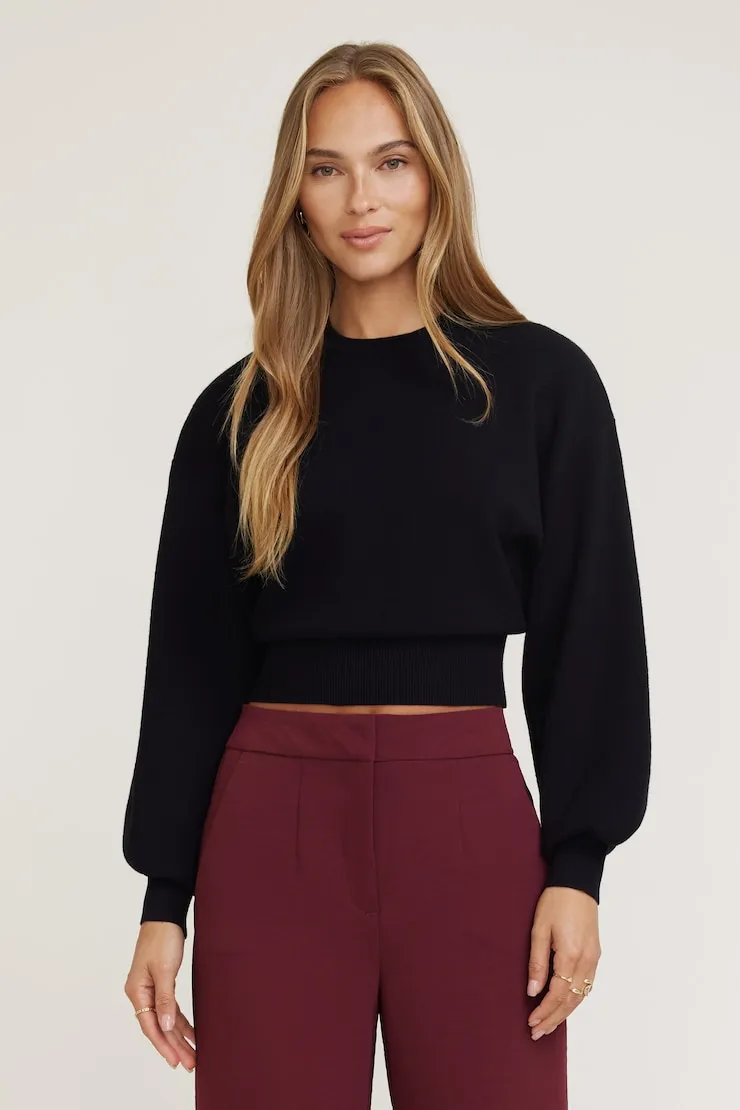 Bea Crewneck Sweater - Dynamite - Black - Women Clothing sold by Dynamite