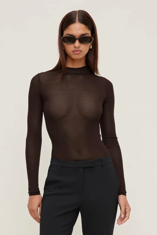 Sheer Mock Neck Sweater - Dynamite - Purple - Women Clothing made by Dynamite