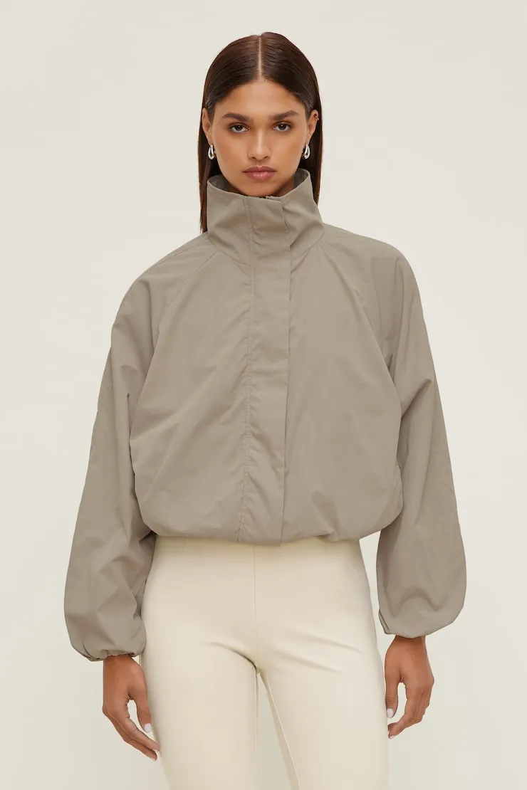 High Neck Wind Anorak - Dynamite - Greys - Women Clothing sold by Dynamite