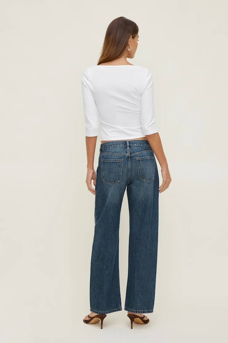 Jules Relaxed Low Rise Straight Leg Jeans - Dynamite - Blue - Women Clothing sold by Dynamite product image thumbnail 4