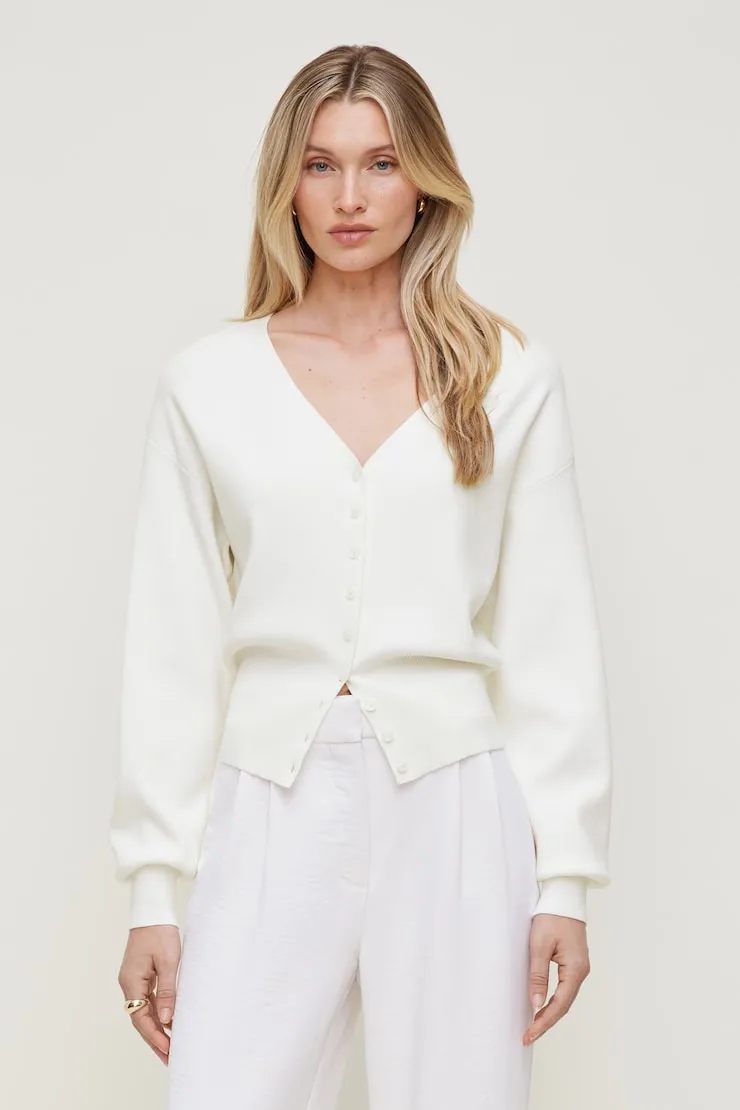 V Neck Cardigan - Dynamite - White - Women Clothing sold by Dynamite