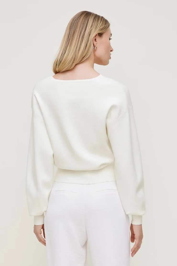 V Neck Cardigan - Dynamite - White - Women Clothing sold by Dynamite product image thumbnail 2
