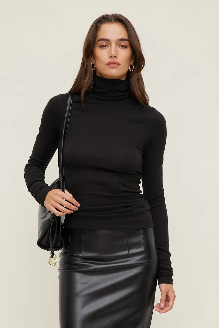 Fitted Turtleneck Top - Dynamite - Black - Women Clothing sold by Dynamite