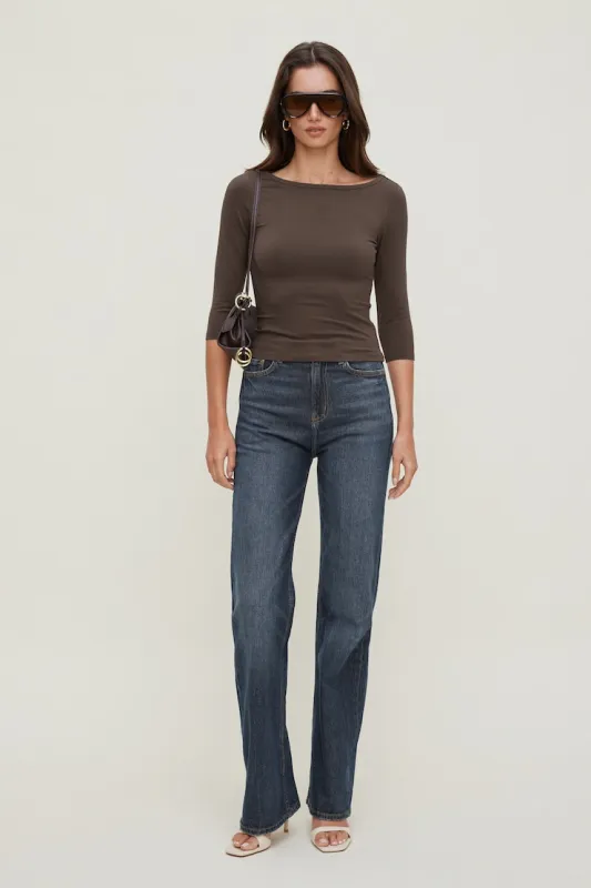 Reese Ultra High Rise Straight Leg Jeans - Dynamite - Blue - Women Clothing made by Dynamite