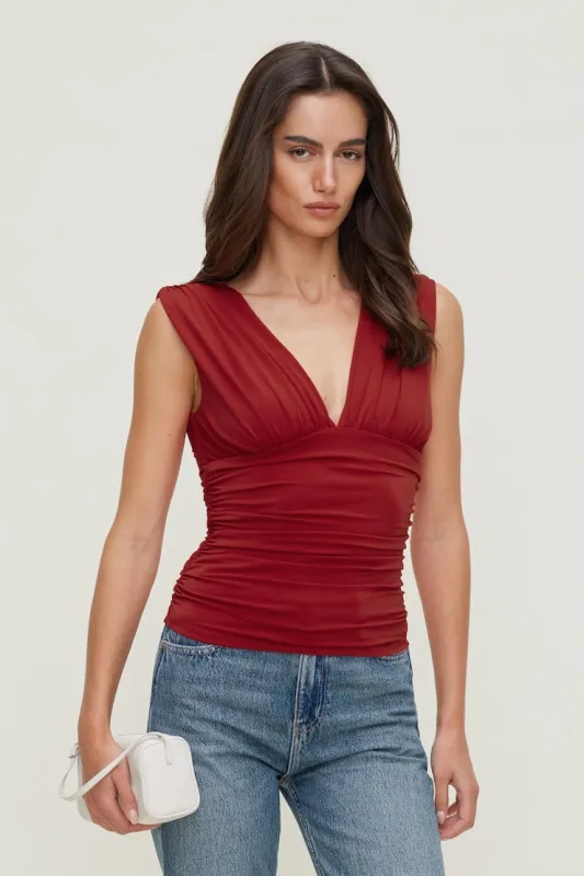 Sculpt Plunge Tank Top - Dynamite - Red - Women Clothing made by Dynamite