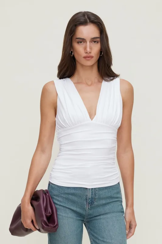 Sculpt Plunge Tank Top - Dynamite - White - Women Clothing made by Dynamite