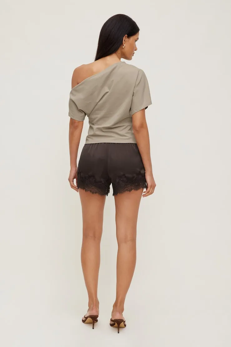 Lace Satin Shorts - Dynamite - Brown - Women Clothing sold by Dynamite product image thumbnail 3