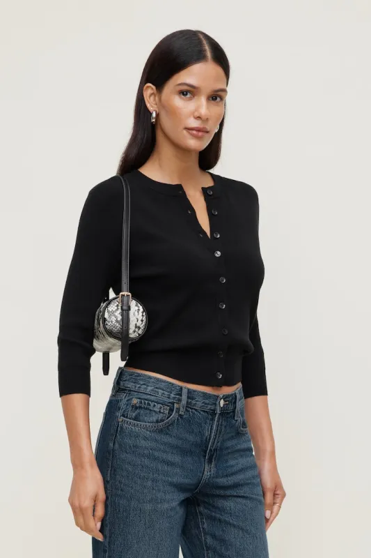 Rebecca 3/4 Sleeve Cardigan - Dynamite - Black - Women Clothing made by Dynamite