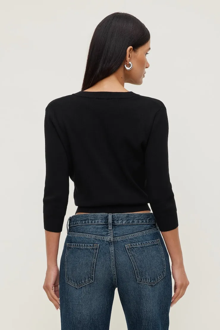Rebecca 3/4 Sleeve Cardigan - Dynamite - Black - Women Clothing sold by Dynamite product image thumbnail 2