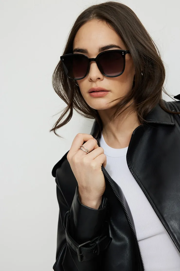 Flat Wayfarer Sunglasses - Dynamite - Black - Women Clothing sold by Dynamite product image thumbnail 2