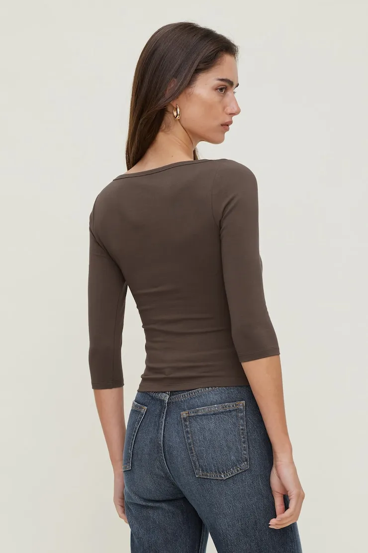 Maude Cotton Spandex T Shirt - Dynamite - Brown - Women Clothing sold by Dynamite product image thumbnail 2