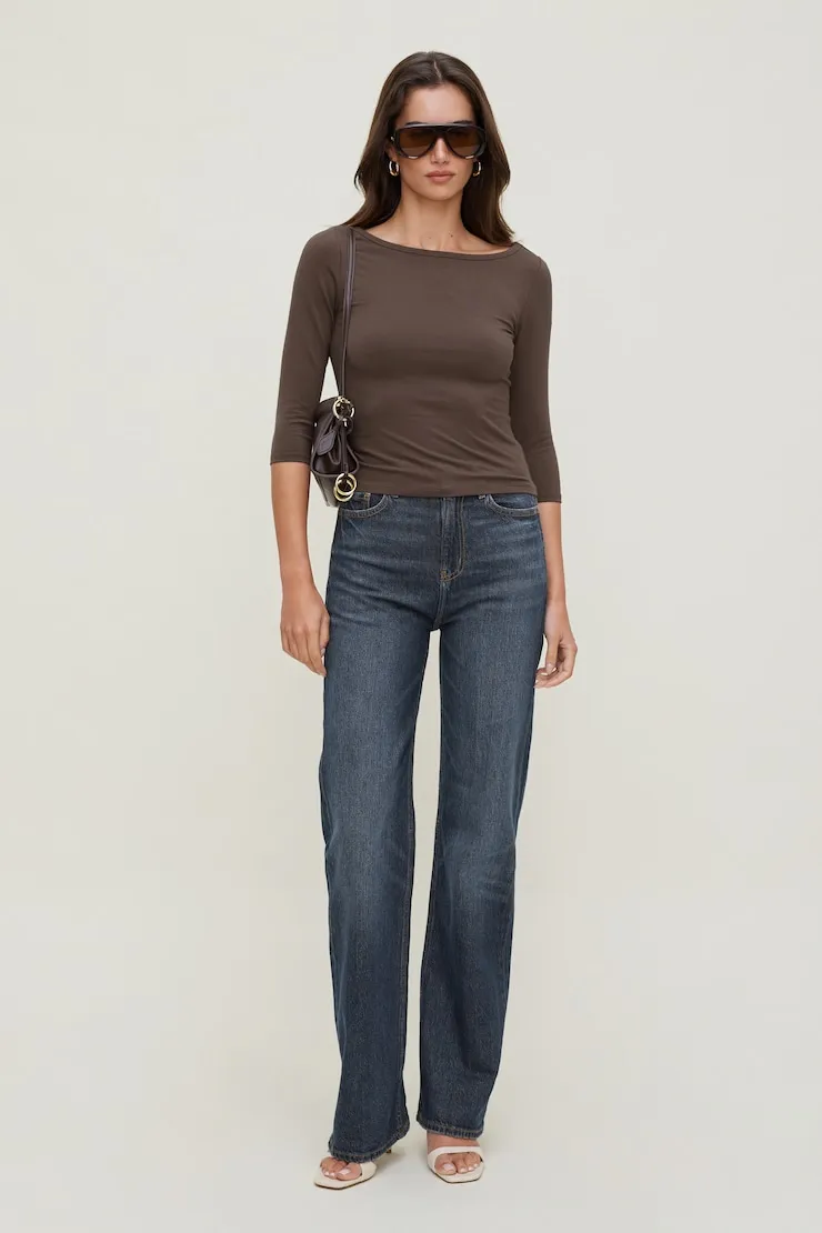 Maude Cotton Spandex T Shirt - Dynamite - Brown - Women Clothing sold by Dynamite product image thumbnail 3
