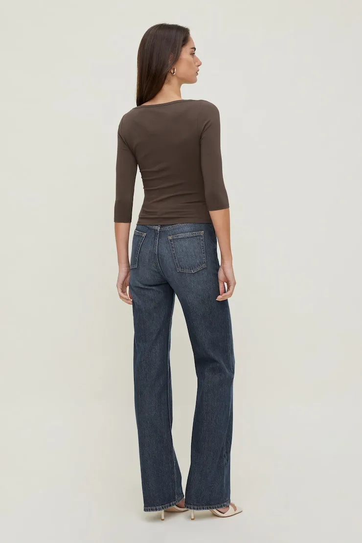 Maude Cotton Spandex T Shirt - Dynamite - Brown - Women Clothing sold by Dynamite product image thumbnail 4