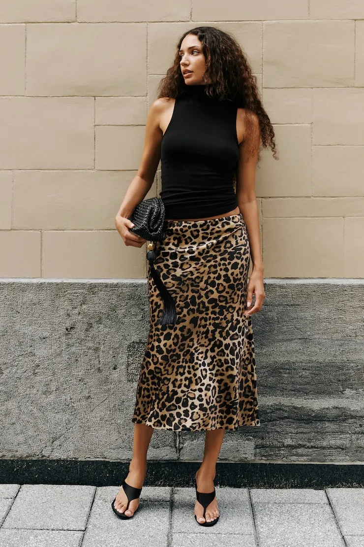 Delila Satin Midi Skirt - Dynamite - Brown - Women Clothing sold by Dynamite