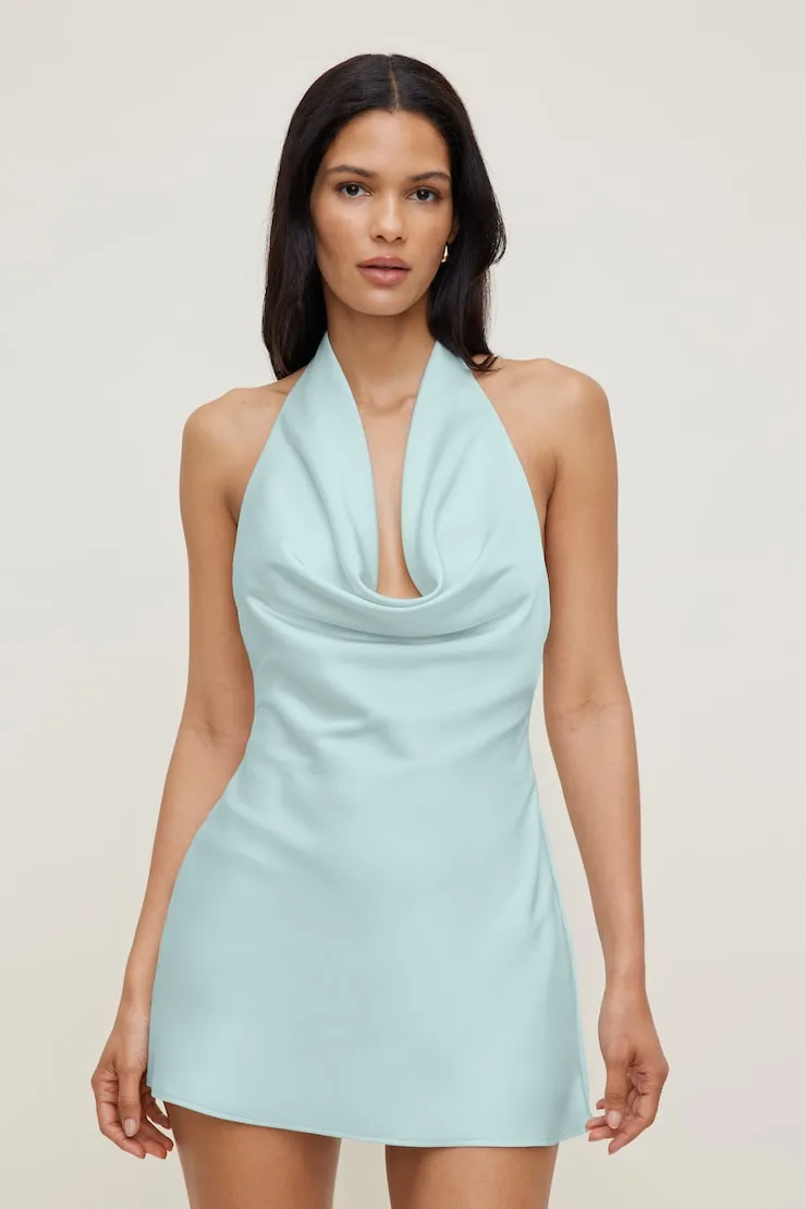 Camila Satin Romper Mini Dress - Dynamite - Blue - Women Clothing sold by Dynamite product image thumbnail 4